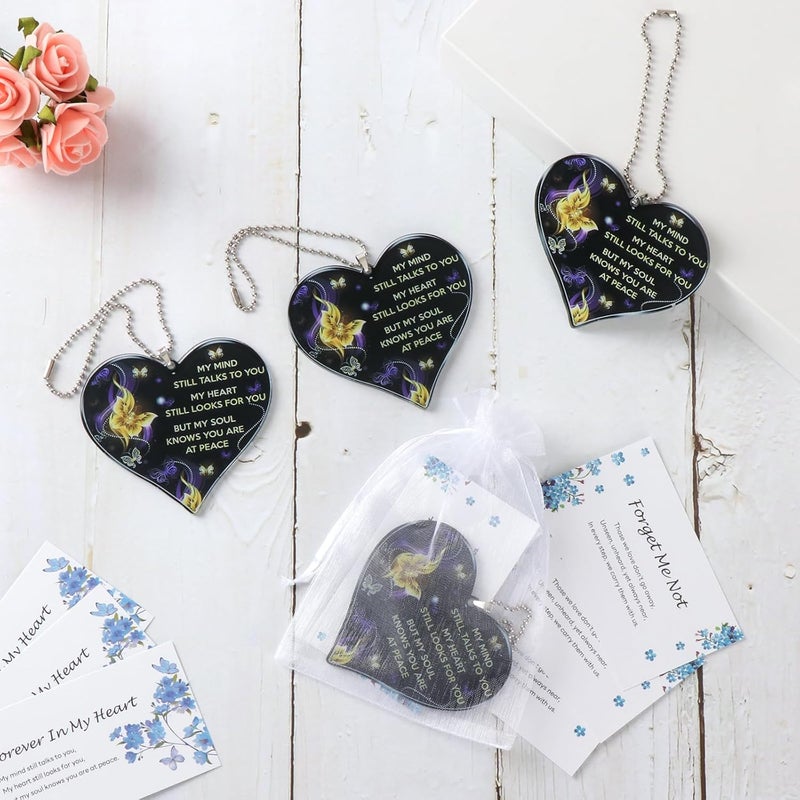 Vukehon Funeral Favors 50 Sets for Guests, Heart Charms | Memorial Prayer Cards for Celebration of Life Favors, Funeral Keepsakes for a Memorial Service, Bulk Ideas Sympathy Gifts Funeral Products - Image 4